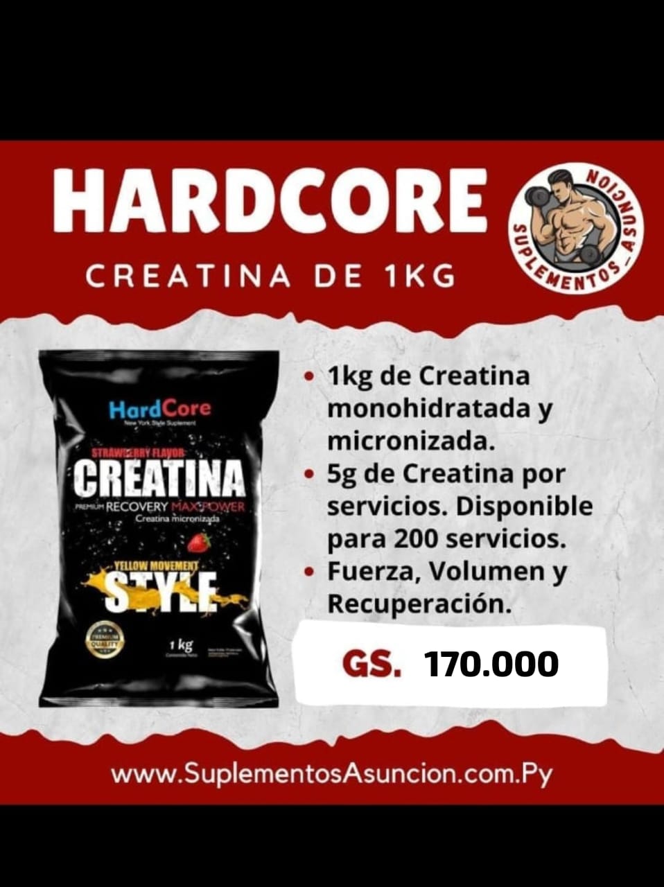 Creatina Micronizada (1Kg) [HARDCORE]