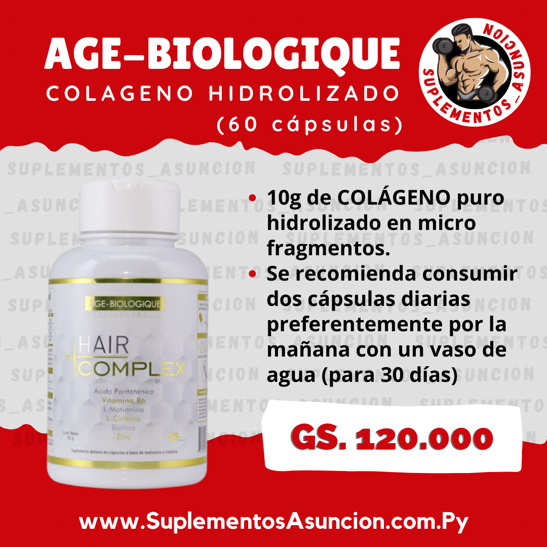 Colágeno Hidrolizado 60 CAPSULAS [AGE BIOLOGIQUE] Suplementos Asuncion