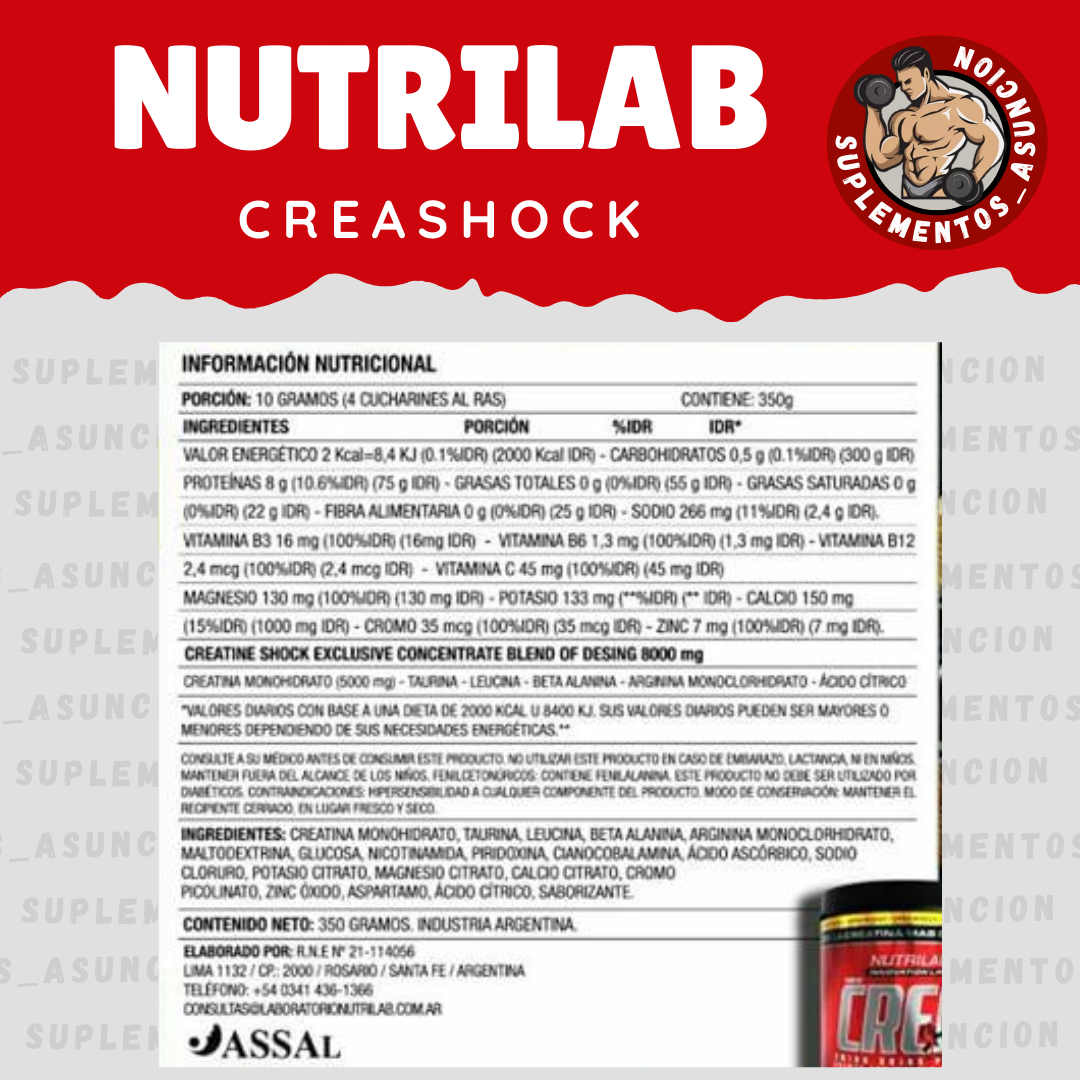 Creatina Creashok 300gr [NUTRILAB] Suplementos Asuncion