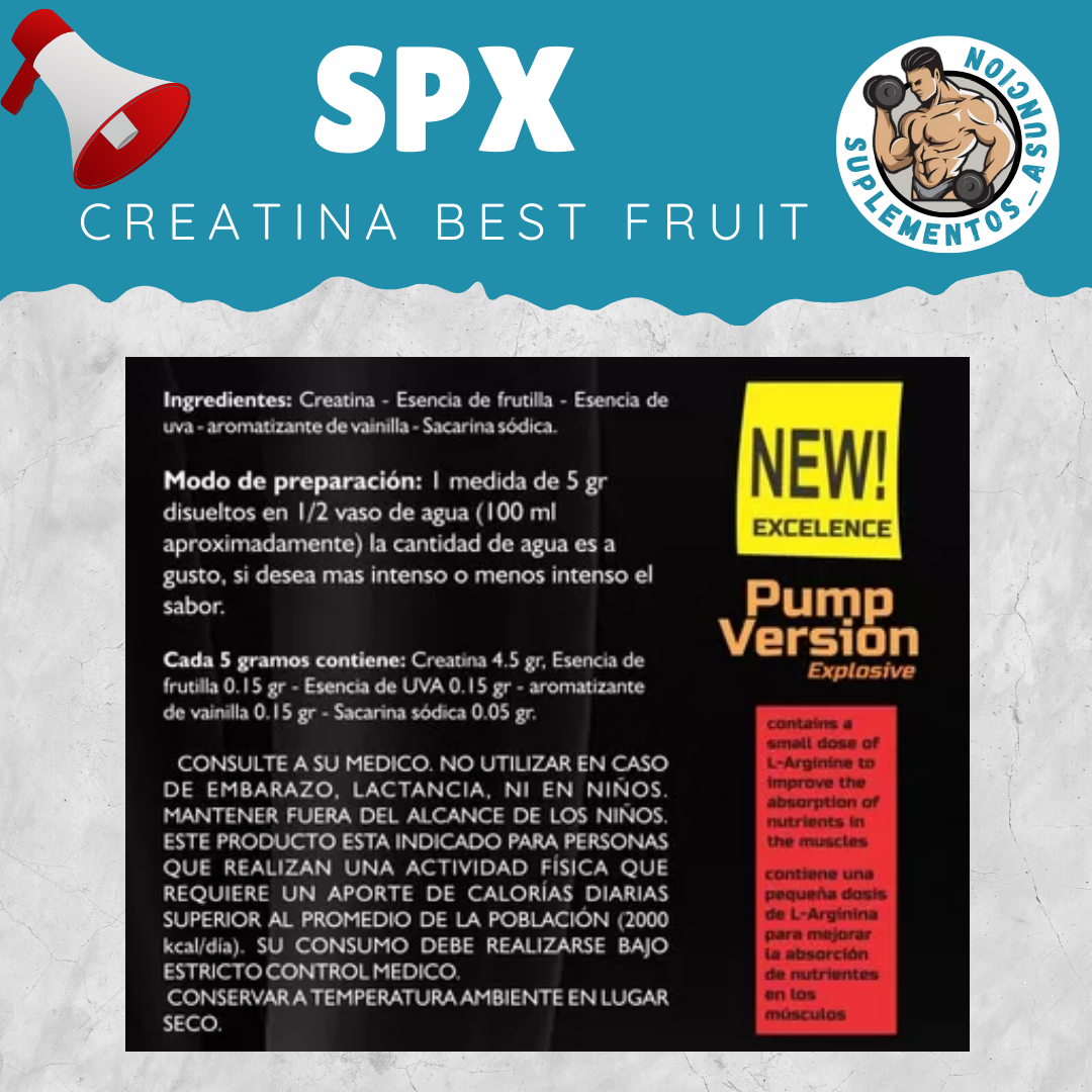 Creatina Monohidratada Best Fruit (300 gr) [SPX] Suplementos Asuncion